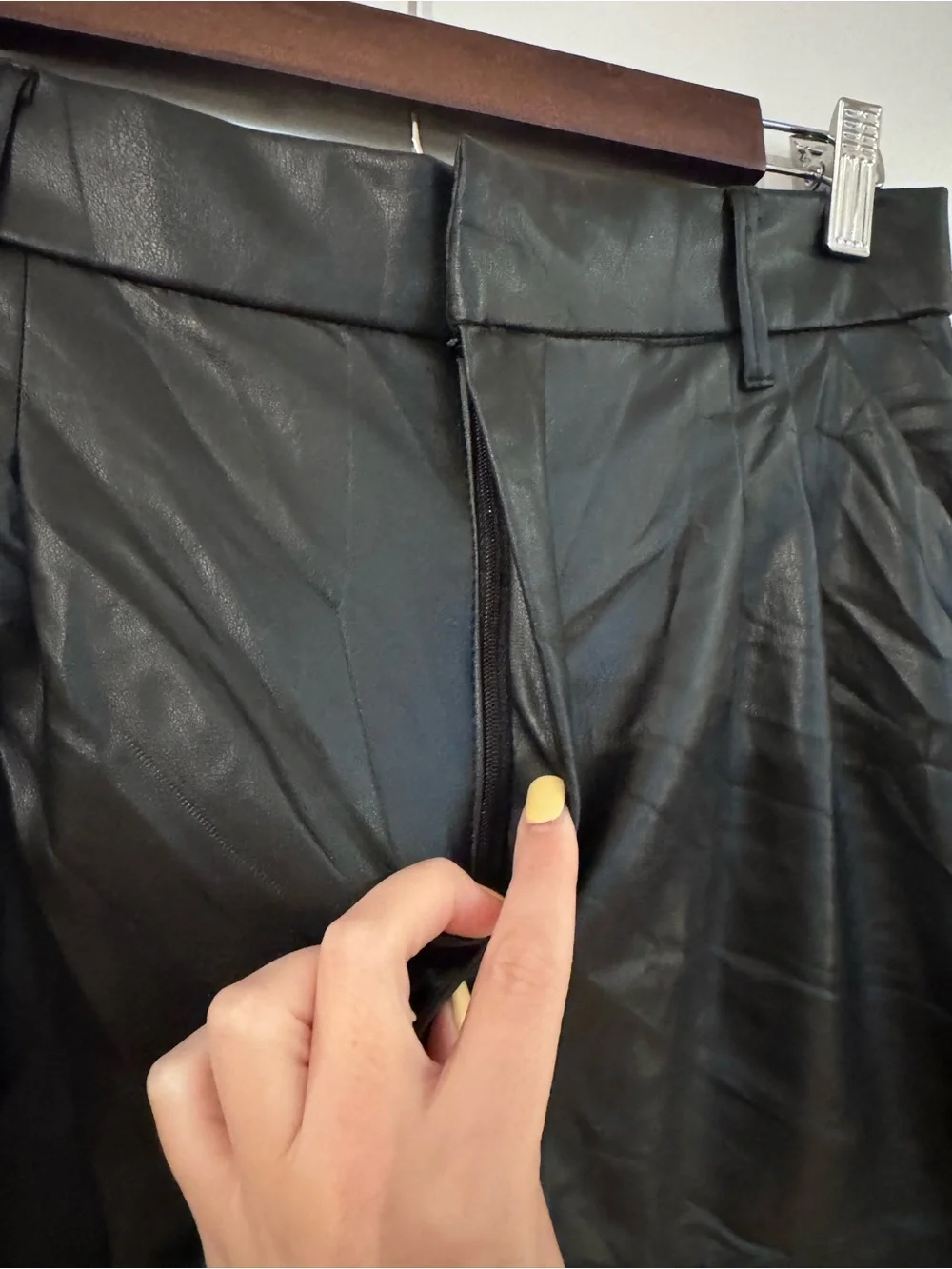 Zara Black High-Waist Faux Leather Shorts